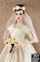 12" Fashion Doll Cotton Re-Embroidered Wedding Dress With Flower Veil