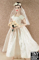 12" Fashion Doll Cotton Re-Embroidered Wedding Dress With Flower Veil
