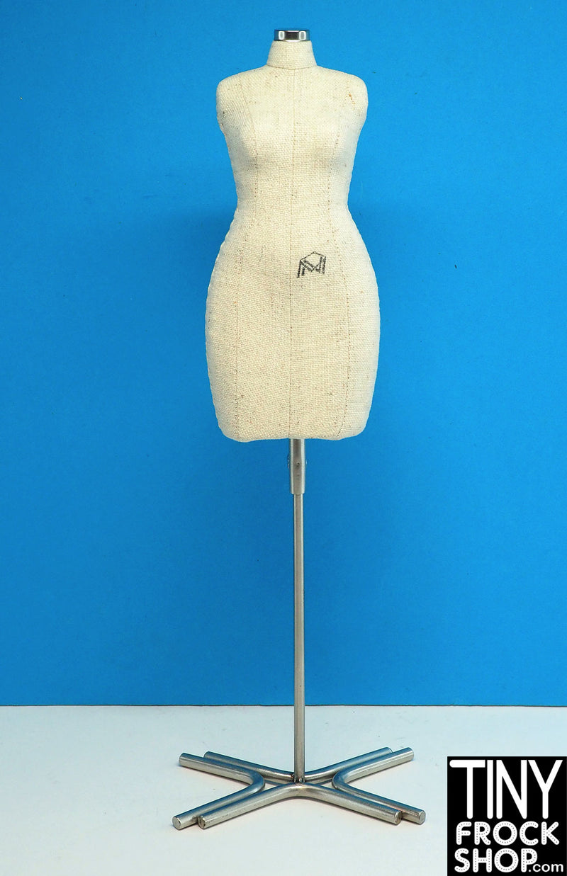 mini mannequin dress form Vintage Mini Mannequin, 26" Striped Fabric Dress Form Jewelry Display, vintage firm jewelry stand, fashionable necklace holder, powder room
