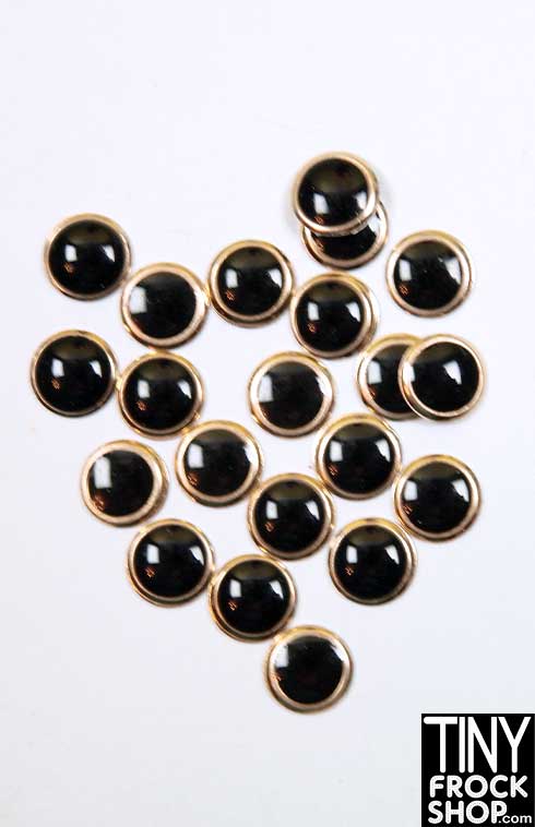 6mm - Barbie Mini Round High Quality Enamel and Gold Button Trim - Pack of 12 - Tiny Frock Shop