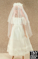 12" Fashion Doll Faux Pin Tucked Lace Wedding Dress With Over The Face Veil