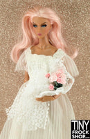 12" Fashion Doll Faux Pin Tucked Lace Wedding Dress With Over The Face Veil