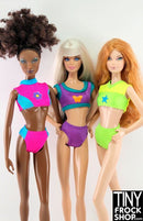 12" Fashion Doll Flower, Butterfly, And Star Swimsuit Tankinis