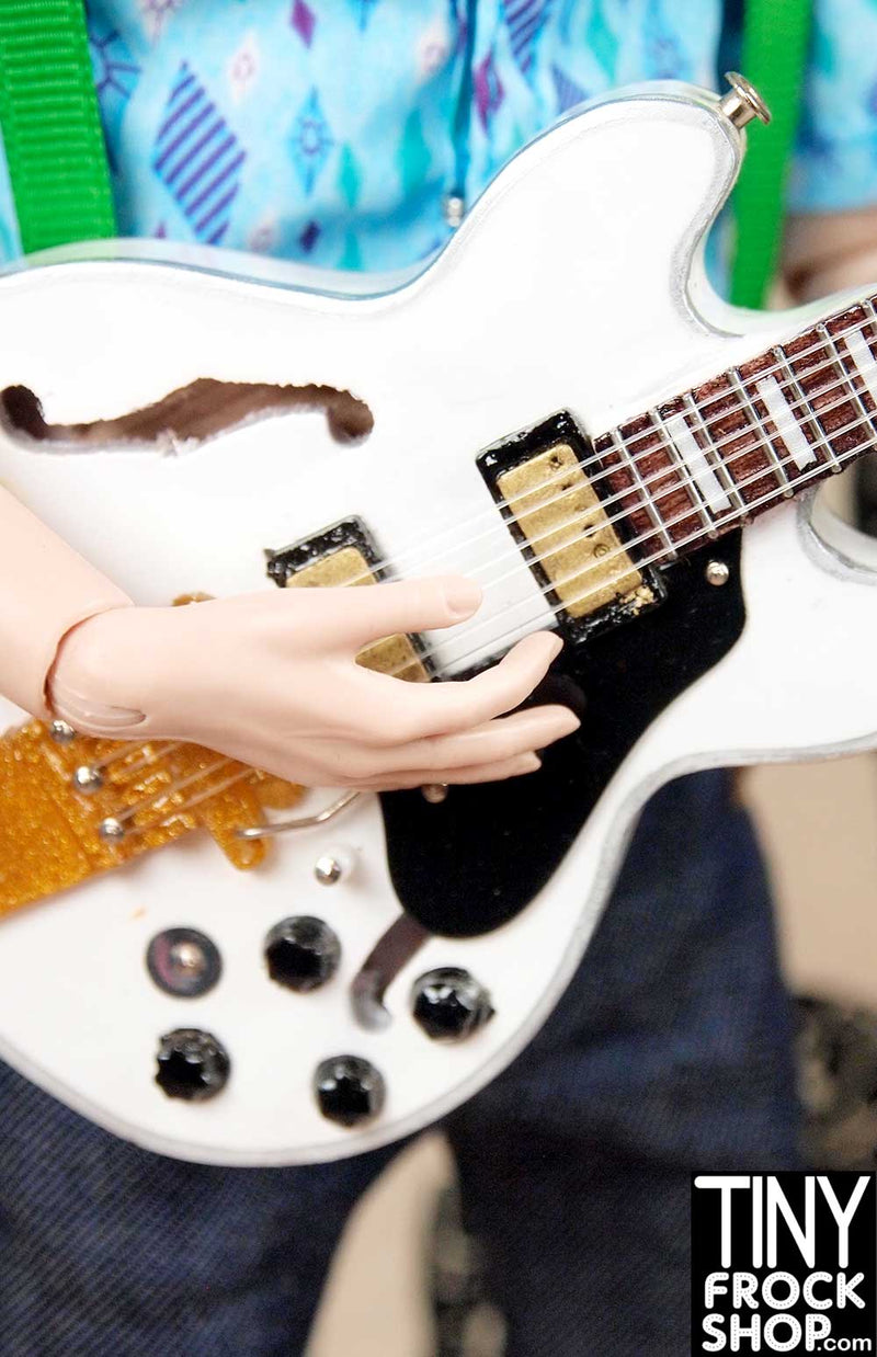 12 Inch Fashion Doll J-GM29 White Guitar - TinyFrockShop.com