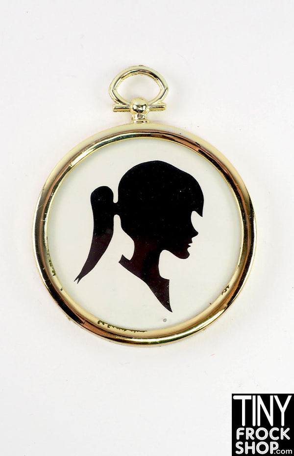 12" Fashion Doll Gold Ponytail Cameo Silhouette Vintage Round Picture