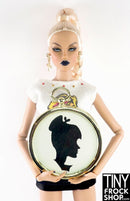 12" Fashion Doll Gold Ponytail Cameo Silhouette Vintage Round Picture