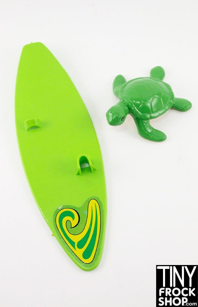 12" Fashion Doll Green Surfboard With Turtle