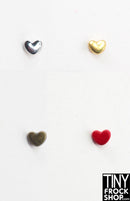 4mm 12" Fashion Doll Mini Metal Shank Heart Buttons - Pack of 10 Buttons