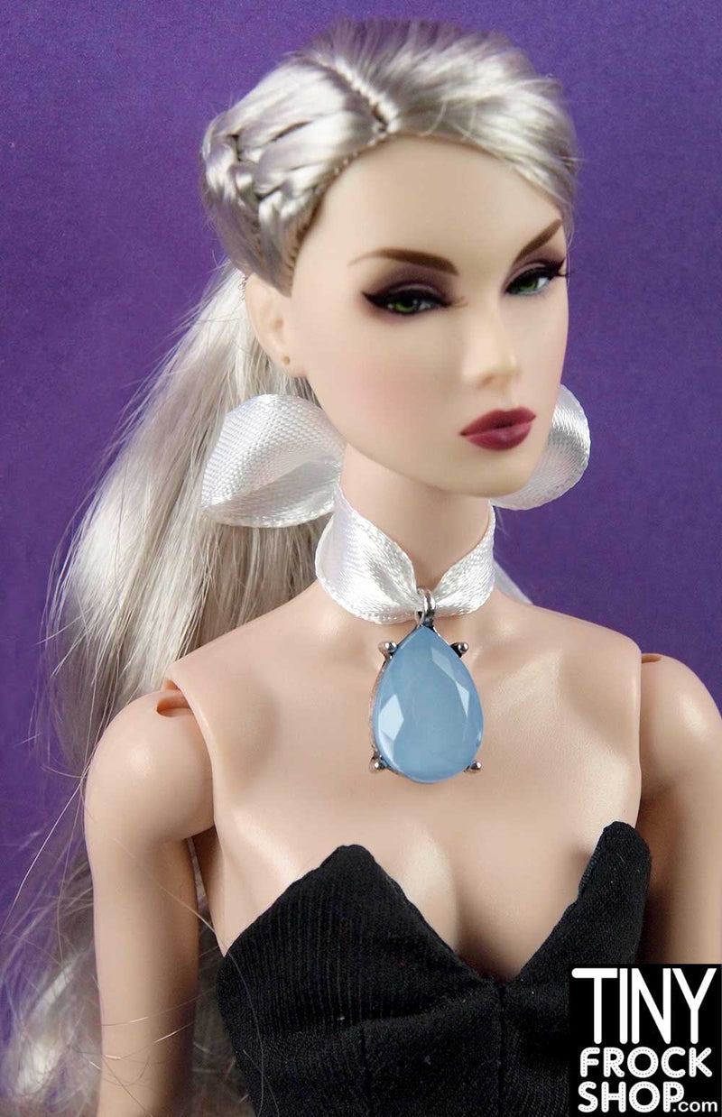 12" Fashion Doll Icey Blue Teardrop Necklace by Pam Maness