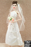 12" Fashion Doll Iridescent Halter And Matte Satin Wedding Dress With Veil