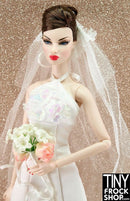 12" Fashion Doll Iridescent Halter And Matte Satin Wedding Dress With Veil