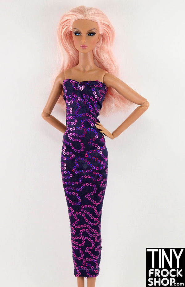 12" Fashion Doll Iridescent Mini Sequin Tube Dress