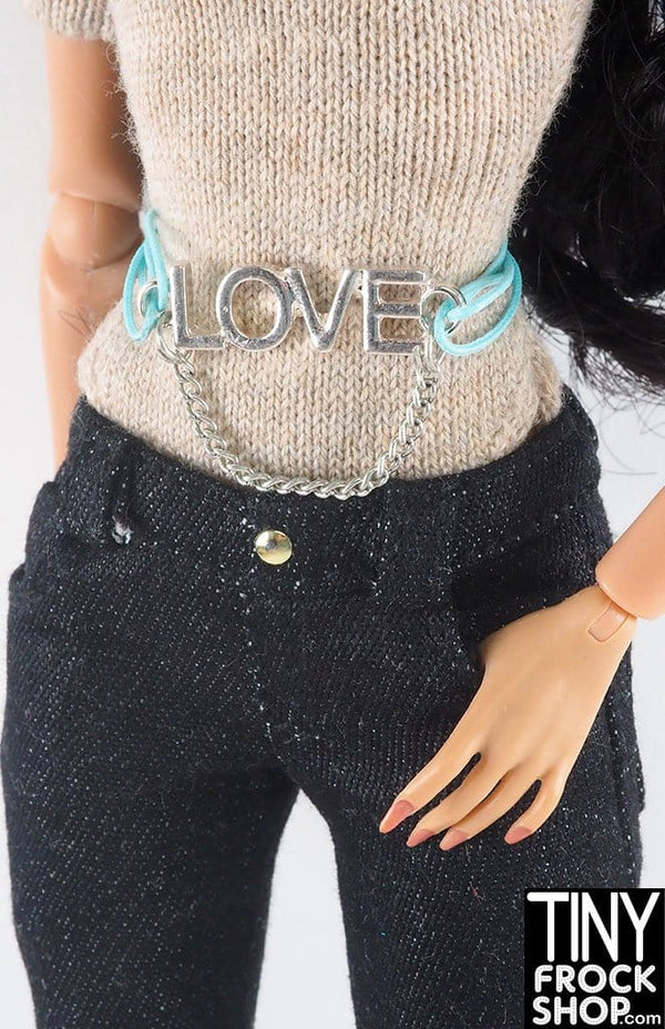 12" Fashion Doll Love Blue String Belt by Pam Maness