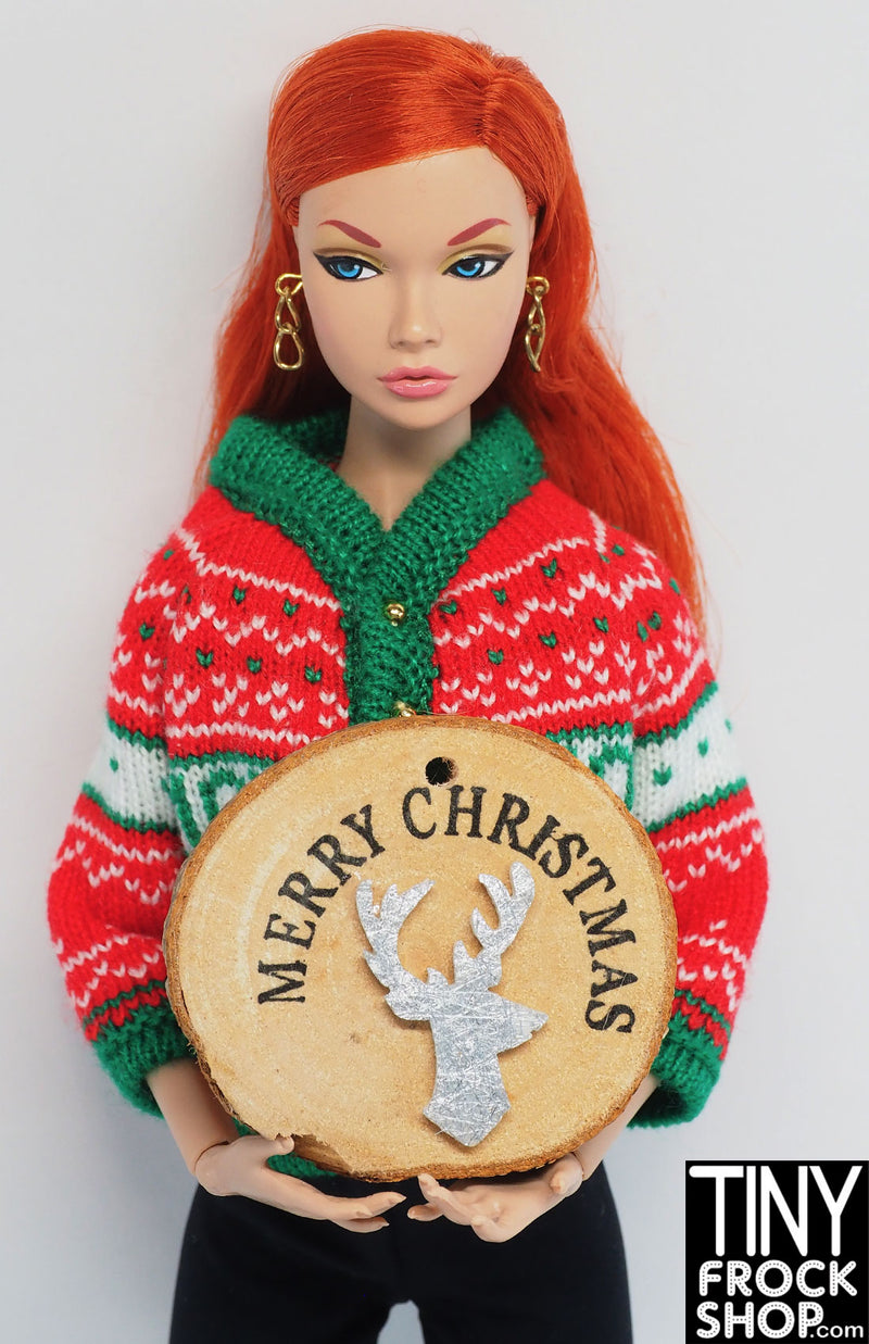 12" Fashion Doll Merry Christmas Log Sign