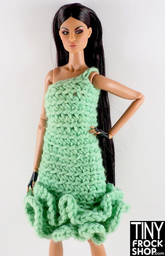 12" Fashion Doll Mint Green Chunky Knit Dress