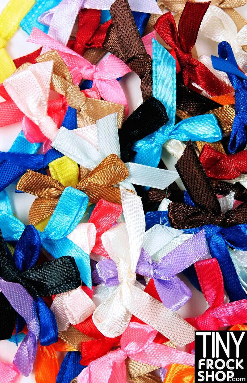 1.5 Inch Wide - Barbie Satin Pre-Made Mixed Color Bows - Pack of 12 - Tiny Frock Shop