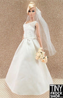 12" Fashion Doll Modern Matte Satin Wedding Dress With Veil