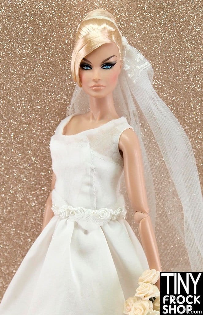 12" Fashion Doll Modern Matte Satin Wedding Dress With Veil