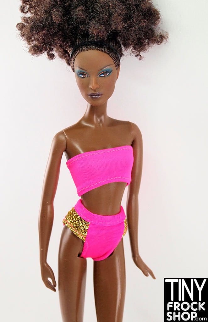 12" Fashion Doll Pink And Gold Swimsuit - 2 Versions