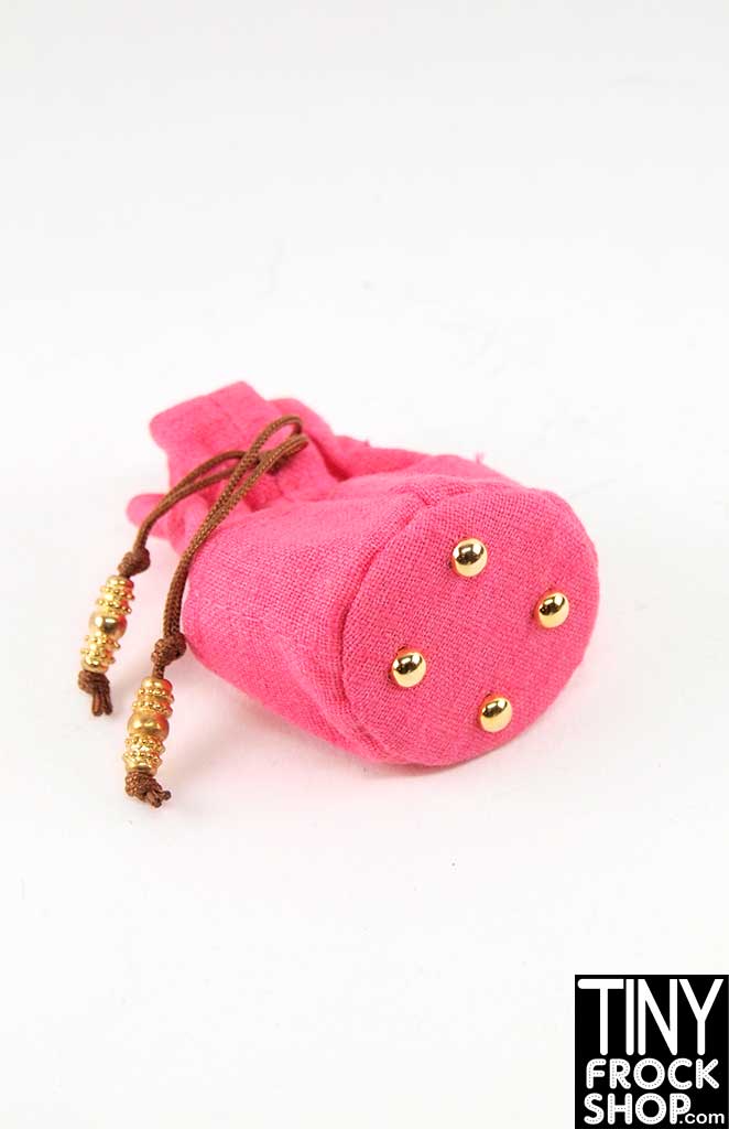 16 Inch Doll Pink Beaded Cinch Bag