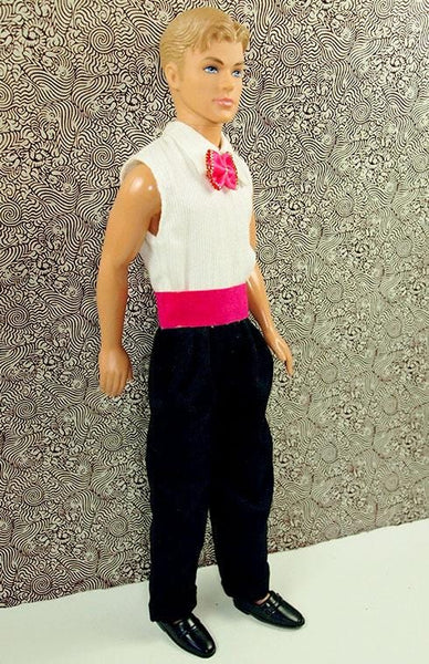 Tiny Frock Shop 12 Male Fashion Doll Pink Bow Tie Jumpsuit Outfit
