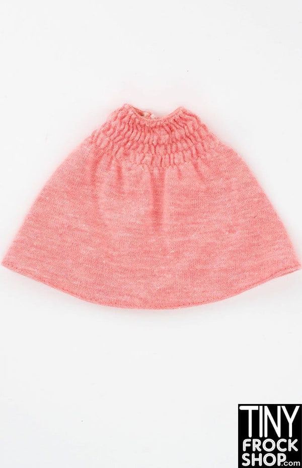 12" Fashion Doll Pink Heathered Knit Smocked Top Skirt