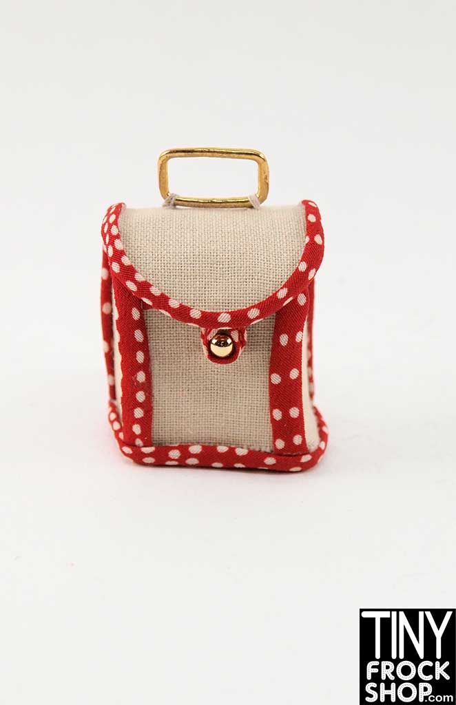 16 Inch Doll Polka Dot Trimmed Box Fabric Handbag
