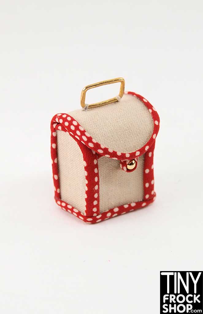 16 Inch Doll Polka Dot Trimmed Box Fabric Handbag
