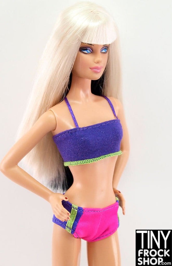 12" Fashion Doll Purple And Pink Colorblocked Bikini