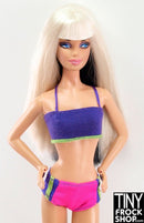 12" Fashion Doll Purple And Pink Colorblocked Bikini