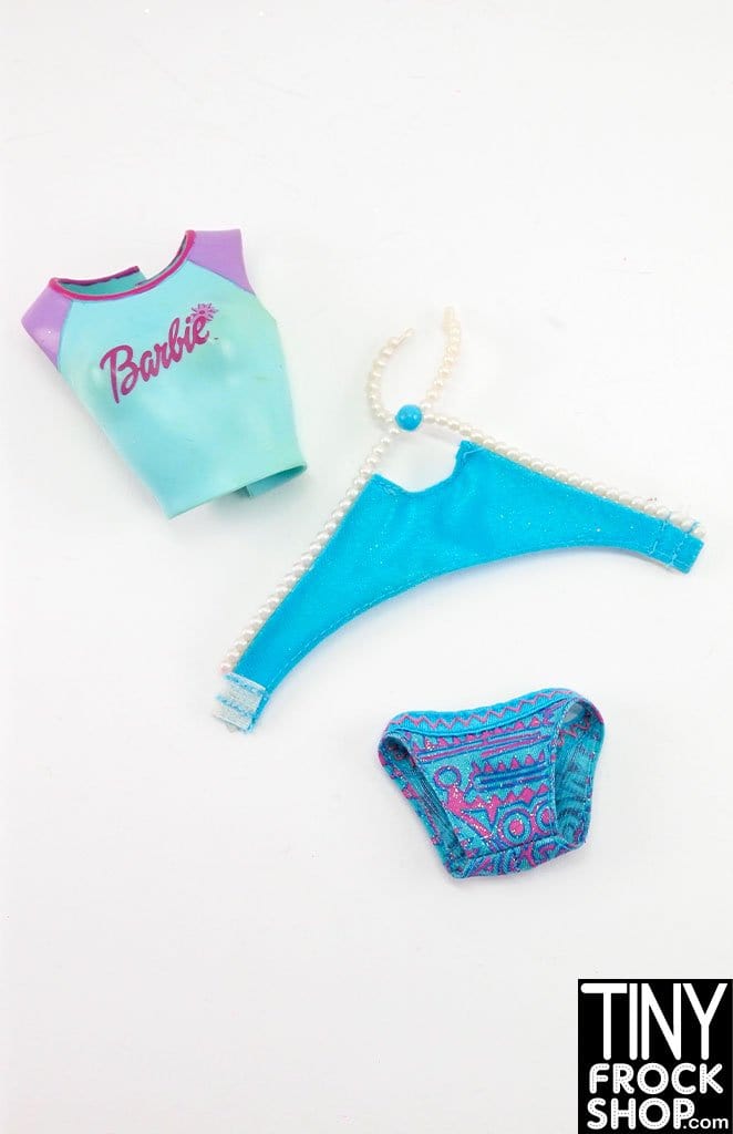 12" Fashion Doll Purple and Turquoise Scuba Bikini Set