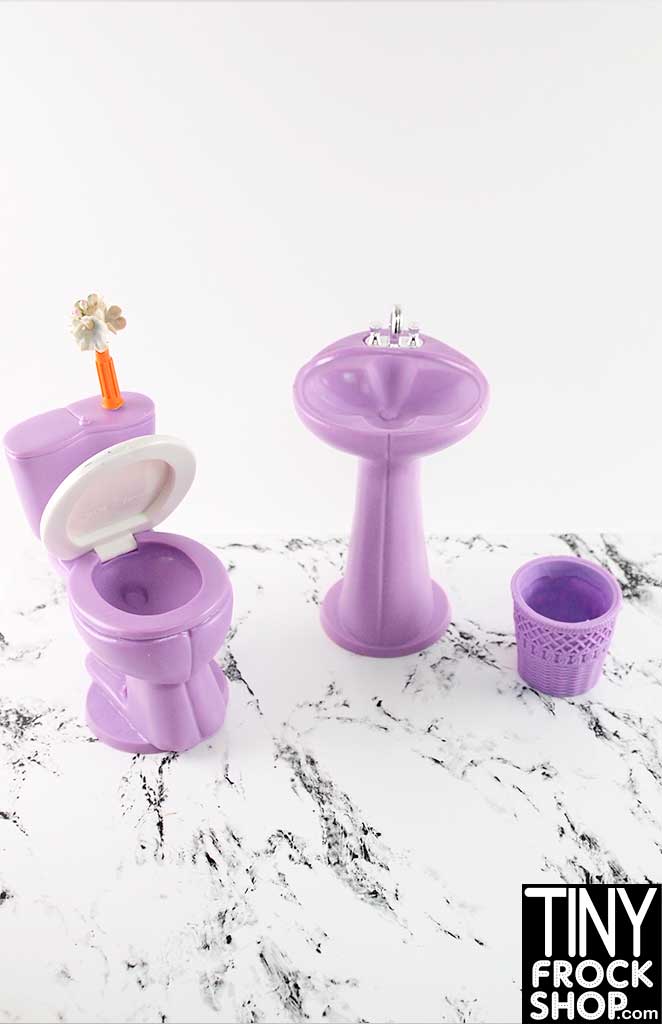 12" Fashion Doll Purple Bathroom Sets