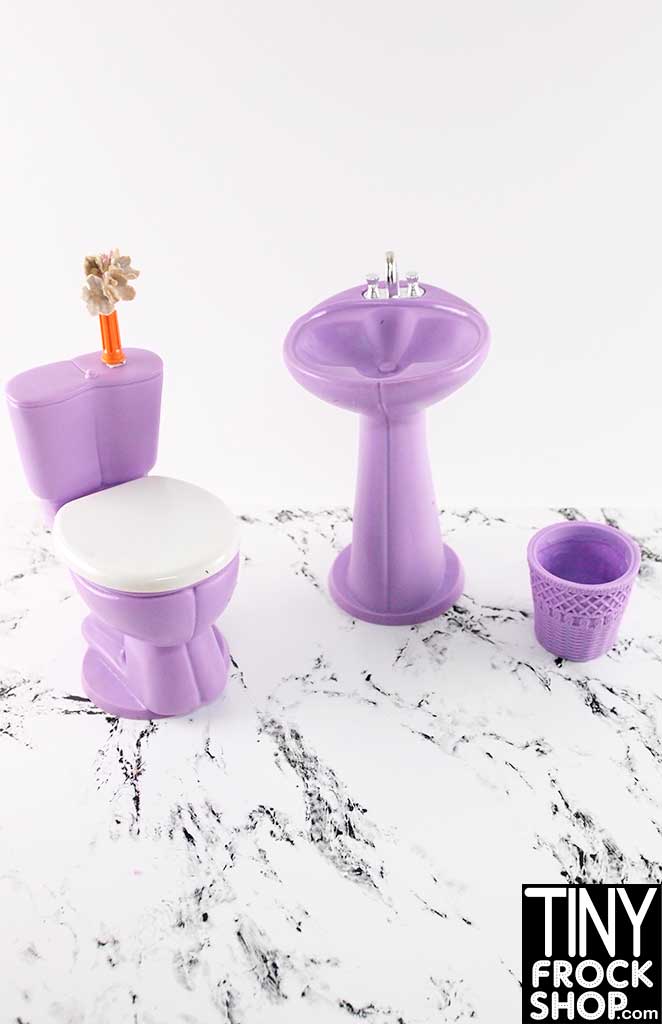 12" Fashion Doll Purple Bathroom Sets