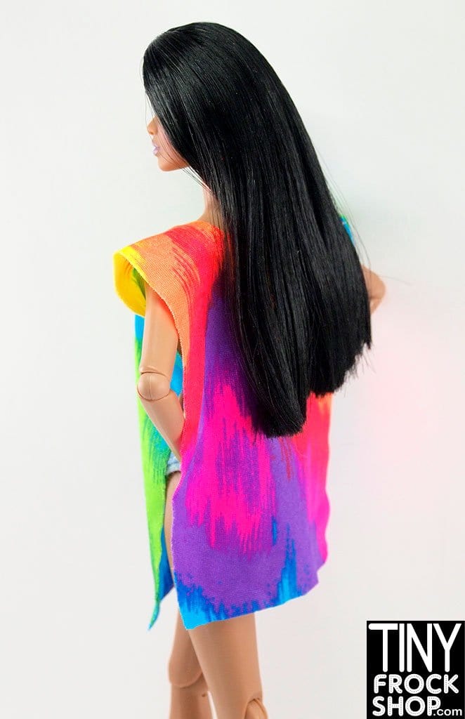 12" Fashion Doll Rainbow Tie Dye Poncho Coverup
