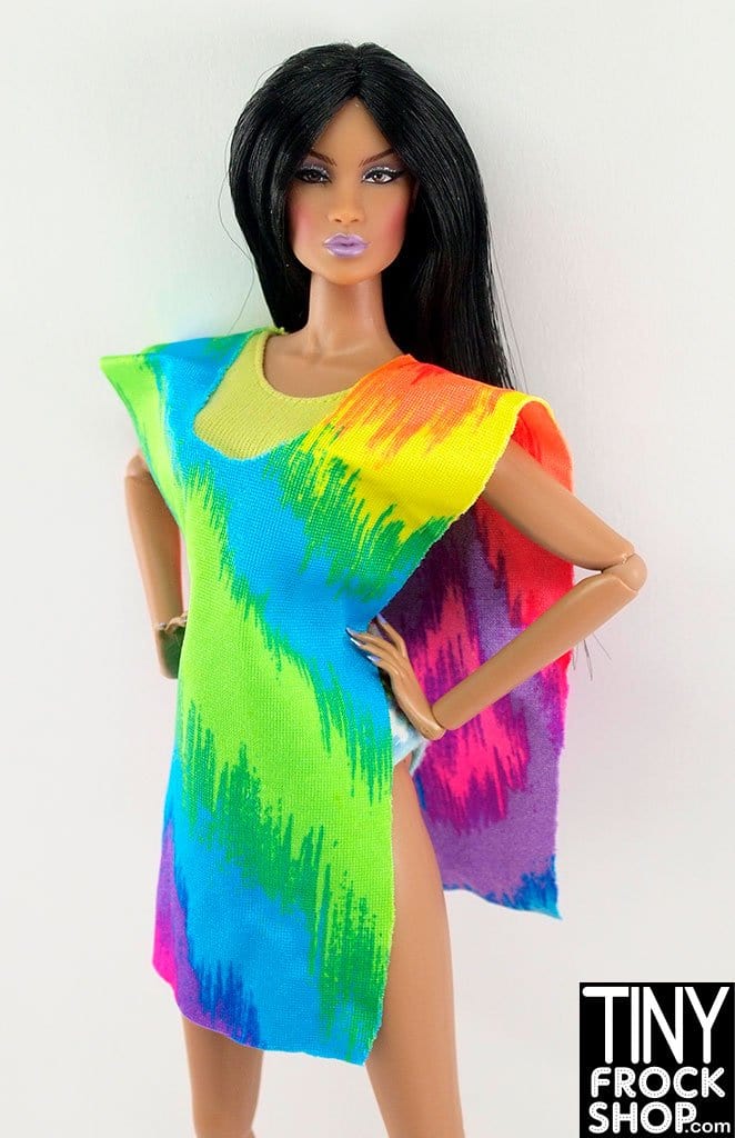 12" Fashion Doll Rainbow Tie Dye Poncho Coverup