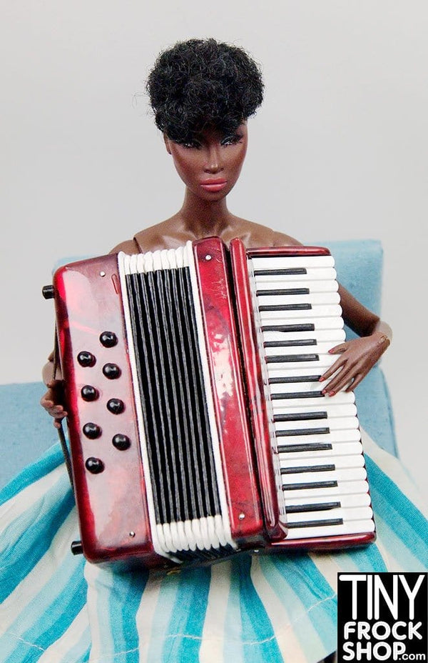 Barbie New Marbled Red Expandable Accordion With Case - TinyFrockShop.com