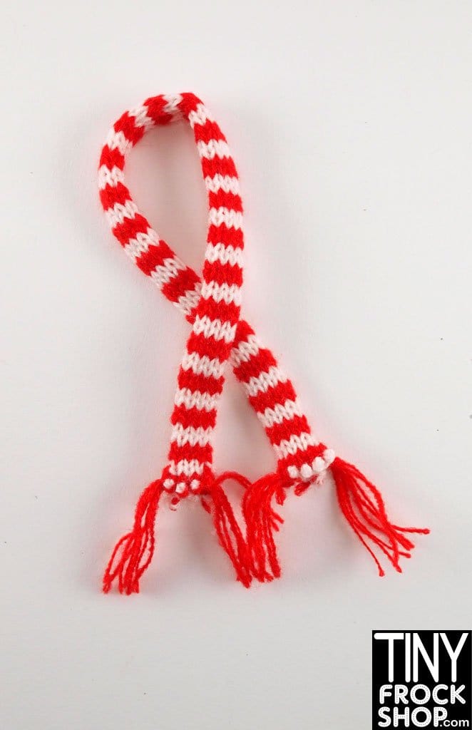 12" Fashion Doll Red and White Knit Scarf