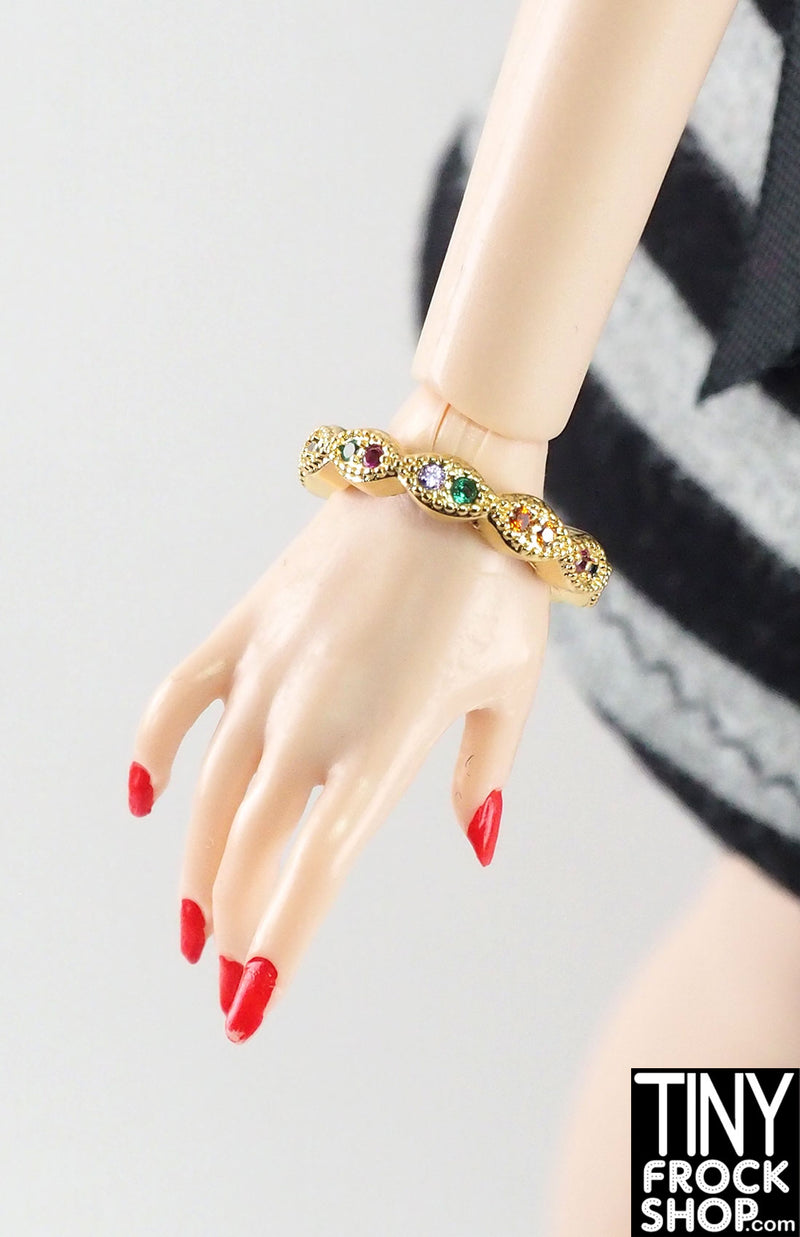 12" Fashion Doll Regal Multi Color and Gold Bangle Bracelet