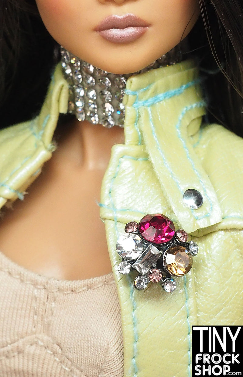 12" Fashion Doll Rhinestone Cluster Magnetic Brooch by Tiny Frock