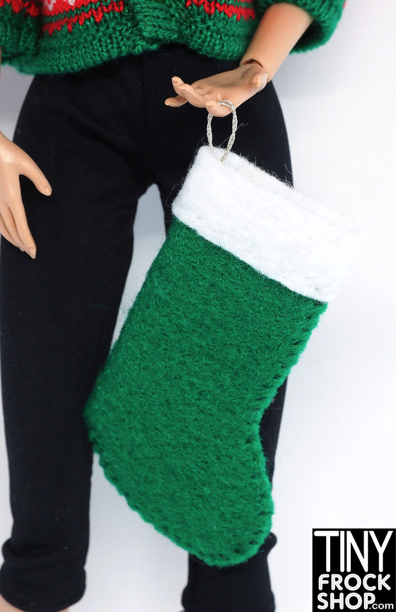 12" Fashion Doll Solid Felt Christmas Stockings By Ash Decker - 3 Colors