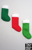 12" Fashion Doll Solid Felt Christmas Stockings By Ash Decker - 3 Colors
