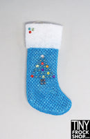 12" Fashion Doll Sparkly Blue Decorated Christmas Stockings By Ash Decker - 8 Styles