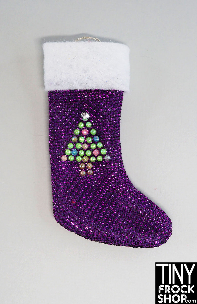 12" Fashion Doll Sparkly Purple Decorated Christmas Stockings By Ash Decker - 6 Styles
