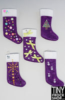 12" Fashion Doll Sparkly Purple Decorated Christmas Stockings By Ash Decker