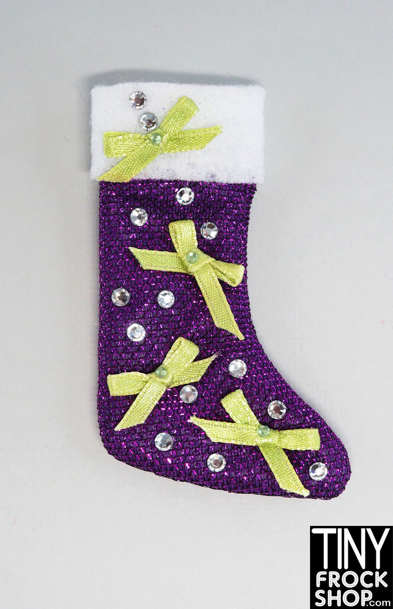 12" Fashion Doll Sparkly Purple Decorated Christmas Stockings By Ash Decker - 6 Styles