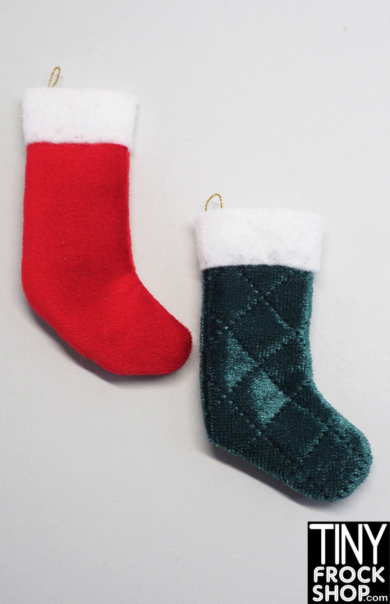 12" Fashion Doll Velvet Christmas Stockings By Ash Decker - 2 Colors