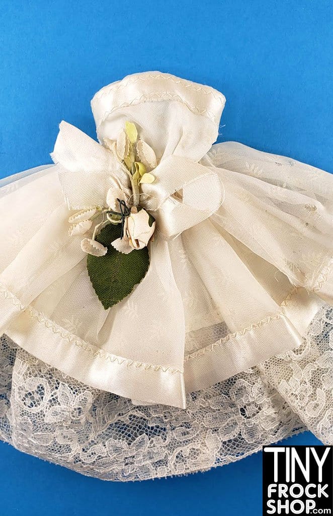 12" Fashion Doll Vintage Wedding Organza And Satin Flower Strapless Dress