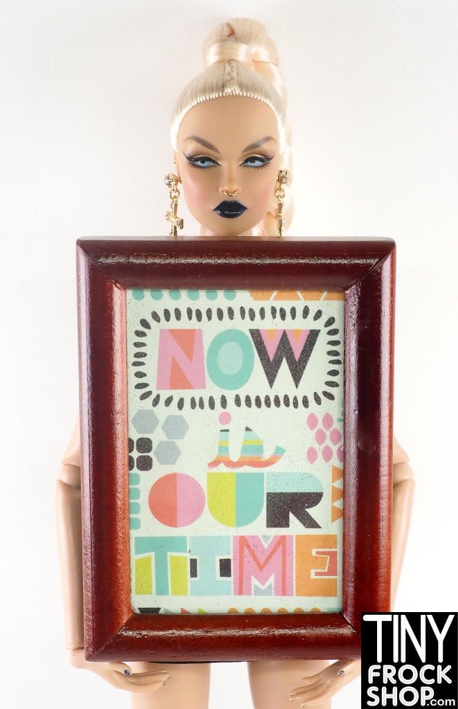 12" Fashion Doll Wood Frame With Pastel Words Pictures