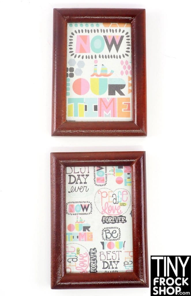 12" Fashion Doll Wood Frame With Pastel Words Pictures