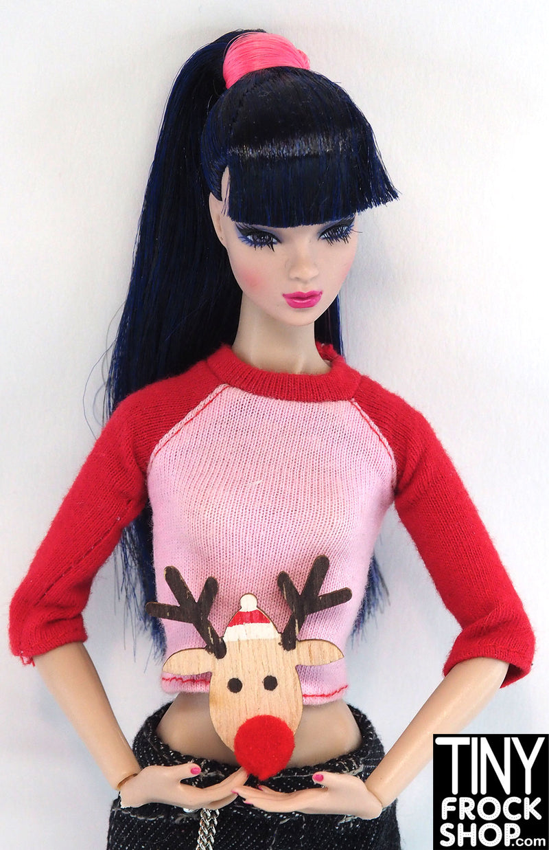 12" Fashion Doll Wooden Rudolph Reindeer Decor